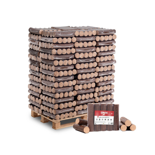 SPARK Holzbriketts Hartholz Buche – 960 kg Palette (10 kg x 96 Stück) Premium-Qualität für effizientes, umweltfreundliches Heizen